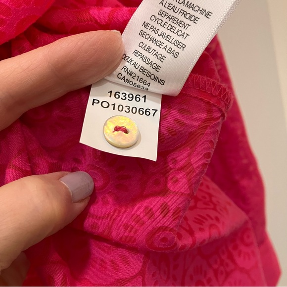Foxcroft Collared Front Button Adjustable Sleeve Fuchsia Shirt, 14W - Picture 9 of 14